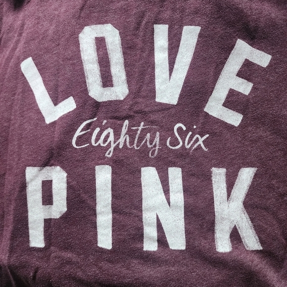 Victoria's Secret VS PINK Maroon Sweatshirt Spellout Graphic Logo Women's Small - Picture 7 of 9